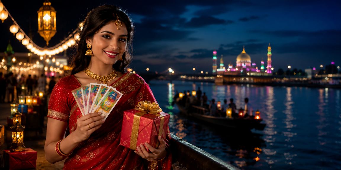 ময়মনসিংহে শাড়ি পরা মডেলের সাথে লটারি ও জ্যাকপট উদযাপনের দৃশ্য